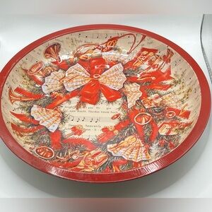 Vintage Festive Red and Cream Decorative Plate